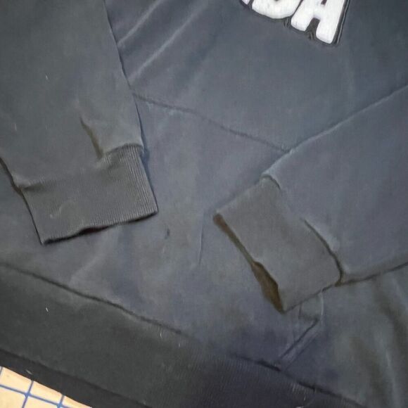 NBA Logo Hoodie Men's Size XL Big Logo Warped Embroidery Black Pullover Hoodie - Picture 5 of 8